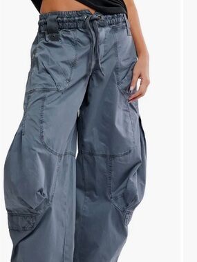 Free People Slate Blue Wide-Leg Cargo Pants